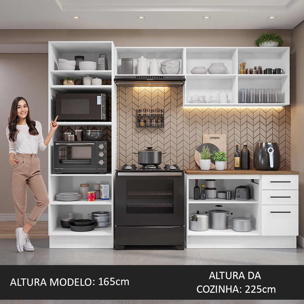 Foto 5 pulgar | Gabinete de Cocina Integral Completa Madesa Agata Blanco y 09 Rústico 270 x 60 cm