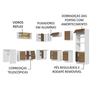 Foto 4 | Gabinete de Cocina Integral Esquinero Completo Madesa Glamy Blanco y 01 Rústico 504 cm