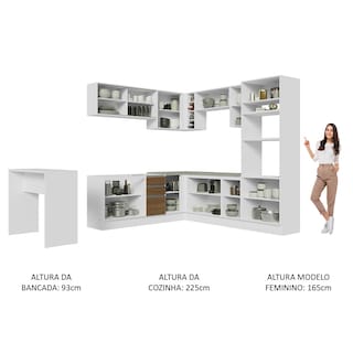 Foto 5 | Gabinete de Cocina Integral Esquinero Completo Madesa Glamy Blanco y 01 Rústico 504 cm