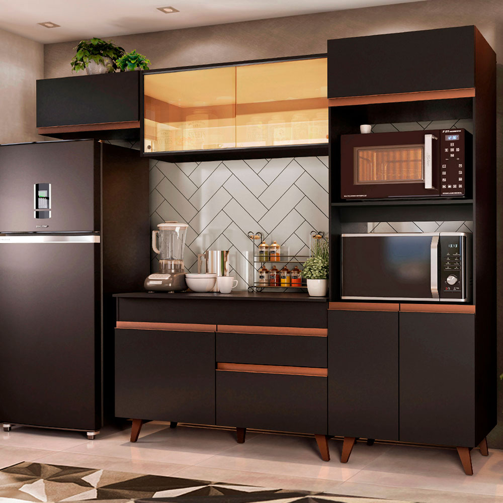 Foto 2 pulgar | Gabinete de Cocina Integral Completa Madesa Reims 01 Negro 260 cm