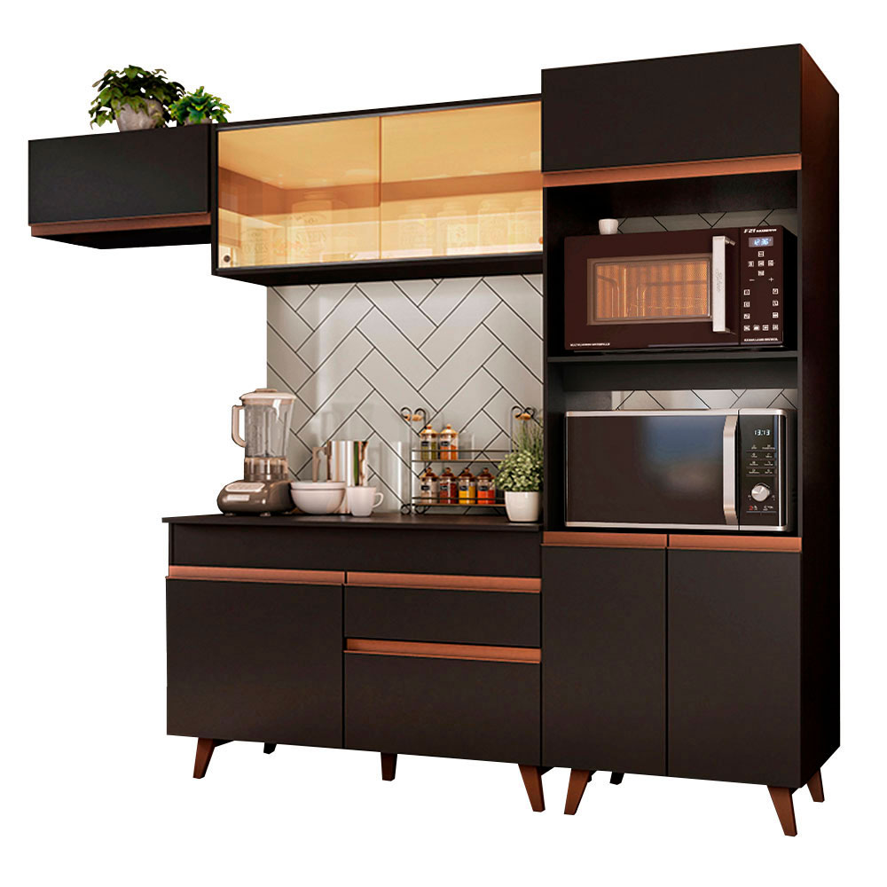 Foto 3 pulgar | Gabinete de Cocina Integral Completa Madesa Reims 01 Negro 260 cm