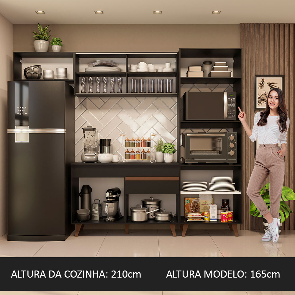 Foto 6 pulgar | Gabinete de Cocina Integral Completa Madesa Reims 01 Negro 260 cm