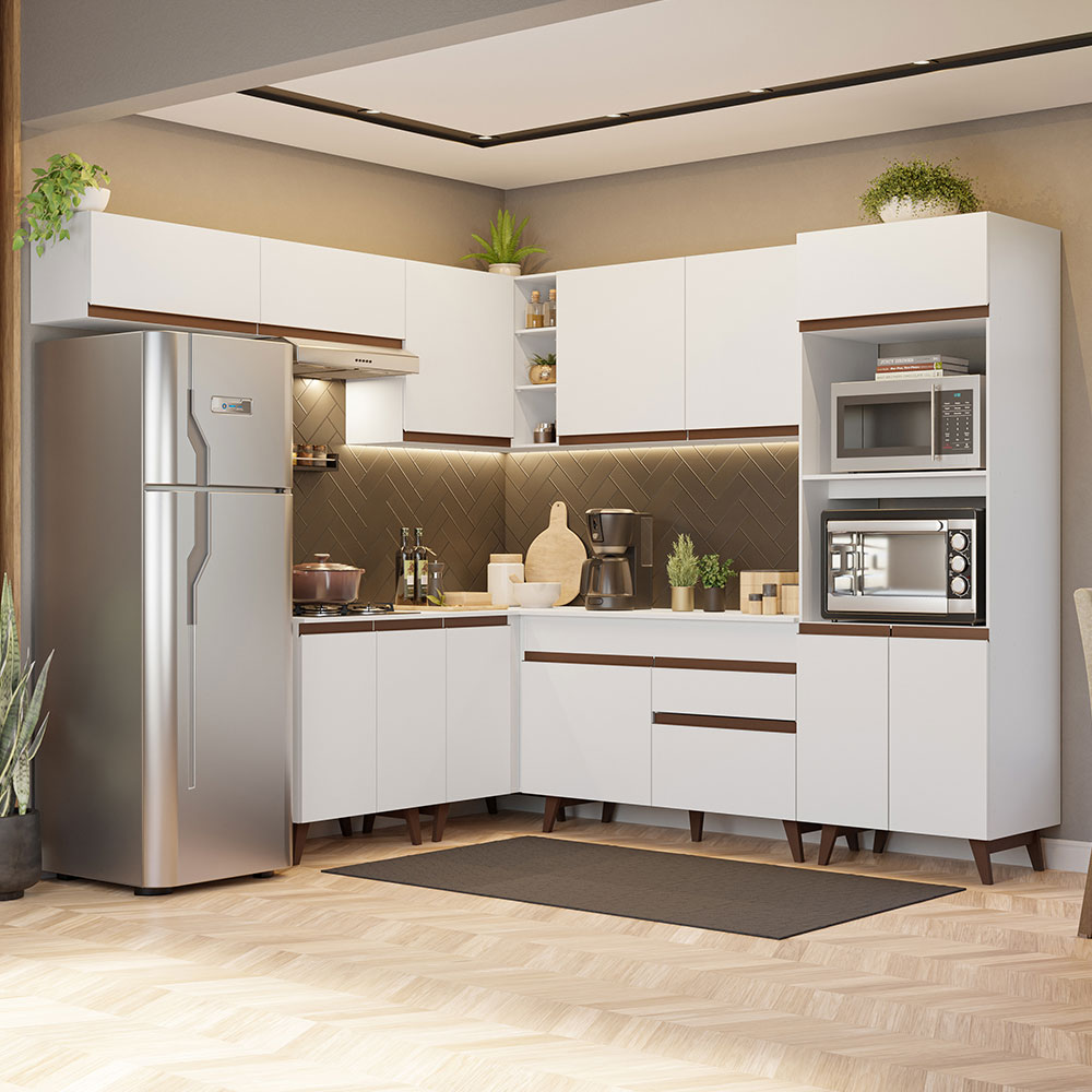 Foto 2 pulgar | Gabinete de Cocina Integral Completa Madesa Reims Blanco 01 Esquinero 472 cm