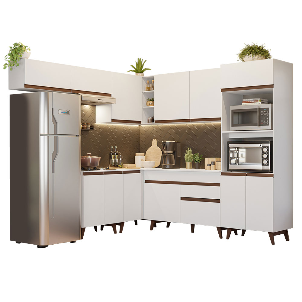Foto 3 pulgar | Gabinete de Cocina Integral Completa Madesa Reims Blanco 01 Esquinero 472 cm