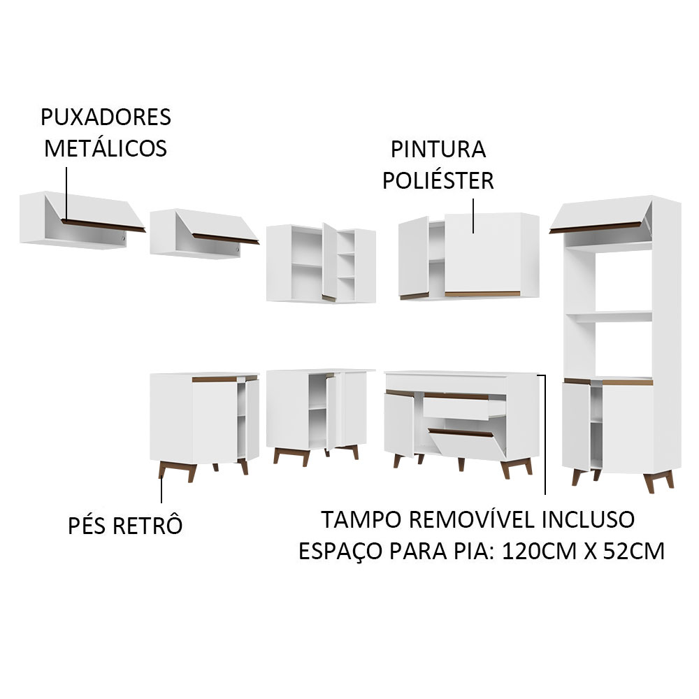 Foto 5 pulgar | Gabinete de Cocina Integral Completa Madesa Reims Blanco 01 Esquinero 472 cm