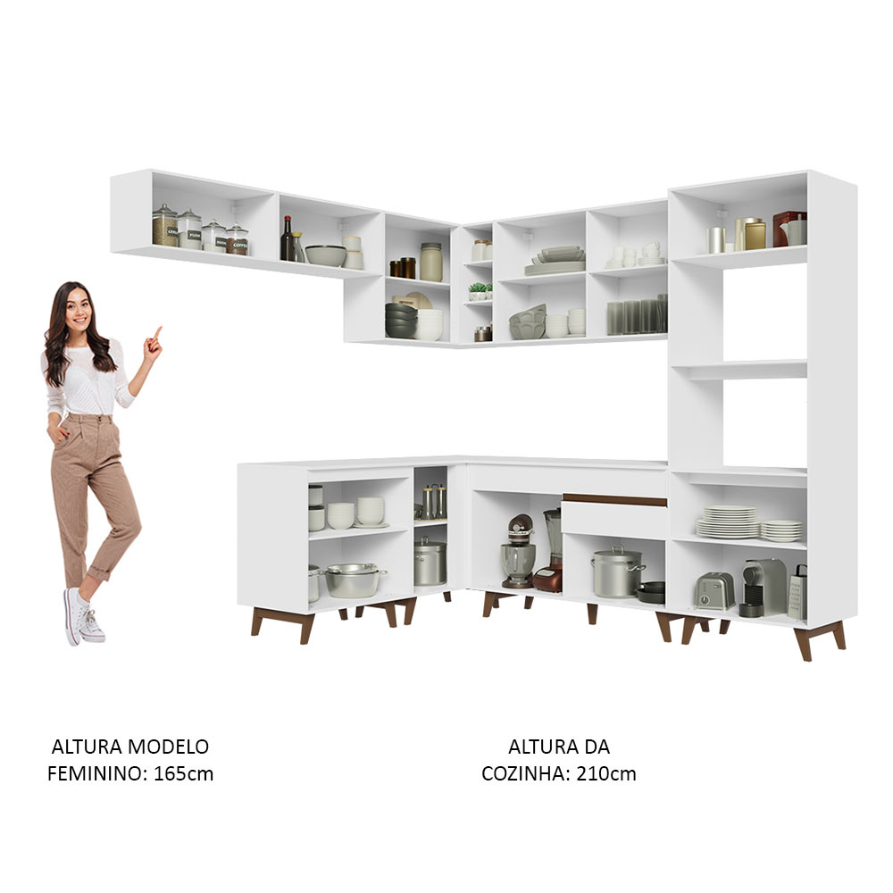 Foto 6 pulgar | Gabinete de Cocina Integral Completa Madesa Reims Blanco 01 Esquinero 472 cm