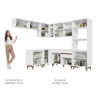 Foto 5 | Gabinete de Cocina Integral Completa Madesa Reims Blanco 01 Esquinero 472 cm