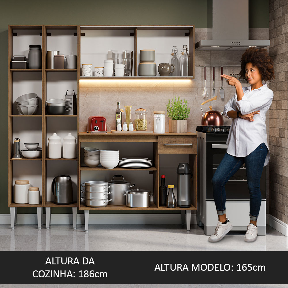 Foto 6 pulgar | Gabinete de Cocina Integral Compacta Madesa Emilly 10 Rústico 169 cm