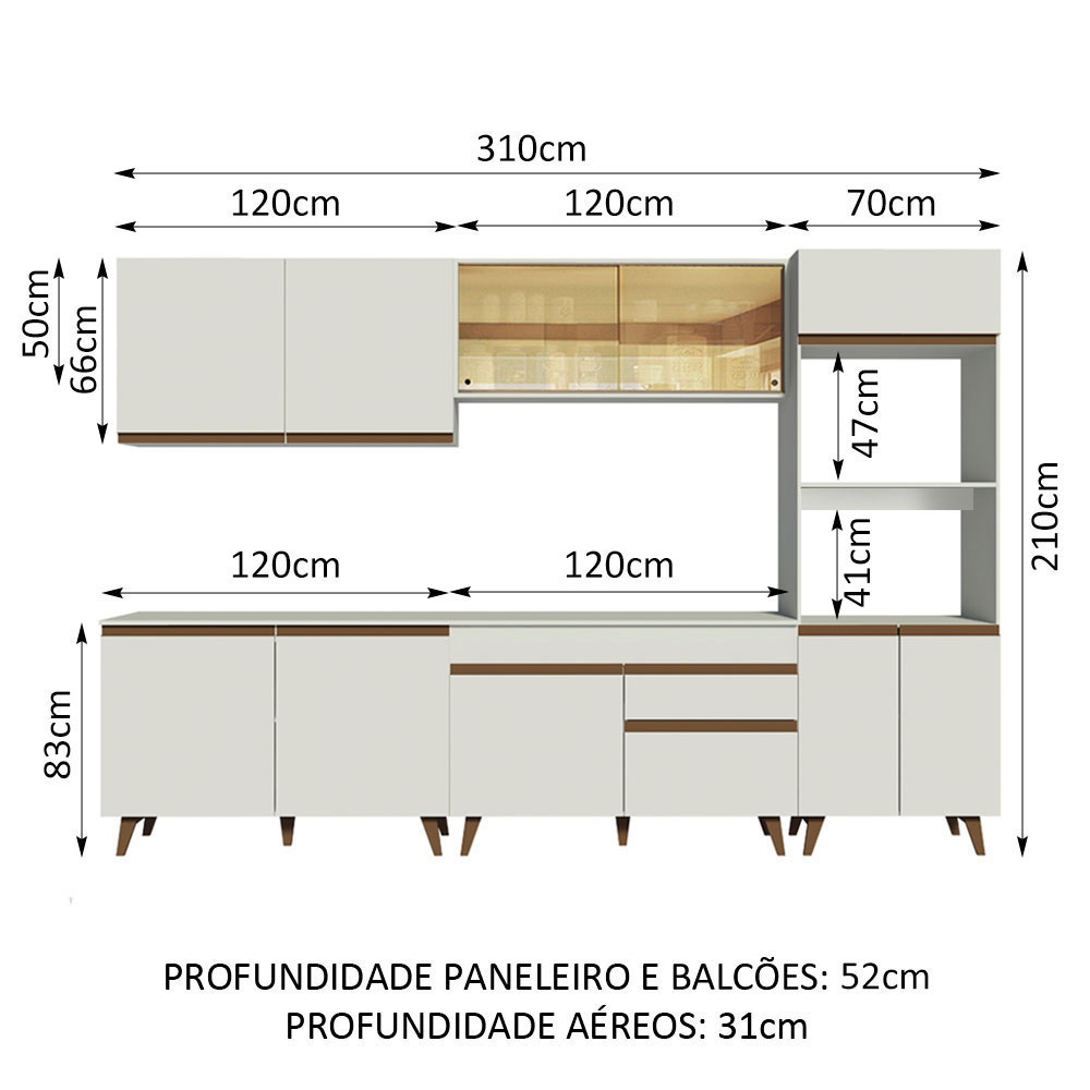 Foto 4 pulgar | Gabinete de Cocina Integral Madesa Reims 01 Blanco 310 cm