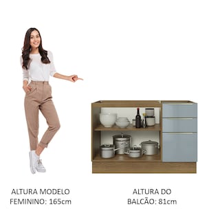 Foto 5 | Gabinete Bajo de Cocina de Fregadero Madesa Lux Rústico y Gris 2 Puertas 3 Cajones sin Encimera 120 cm