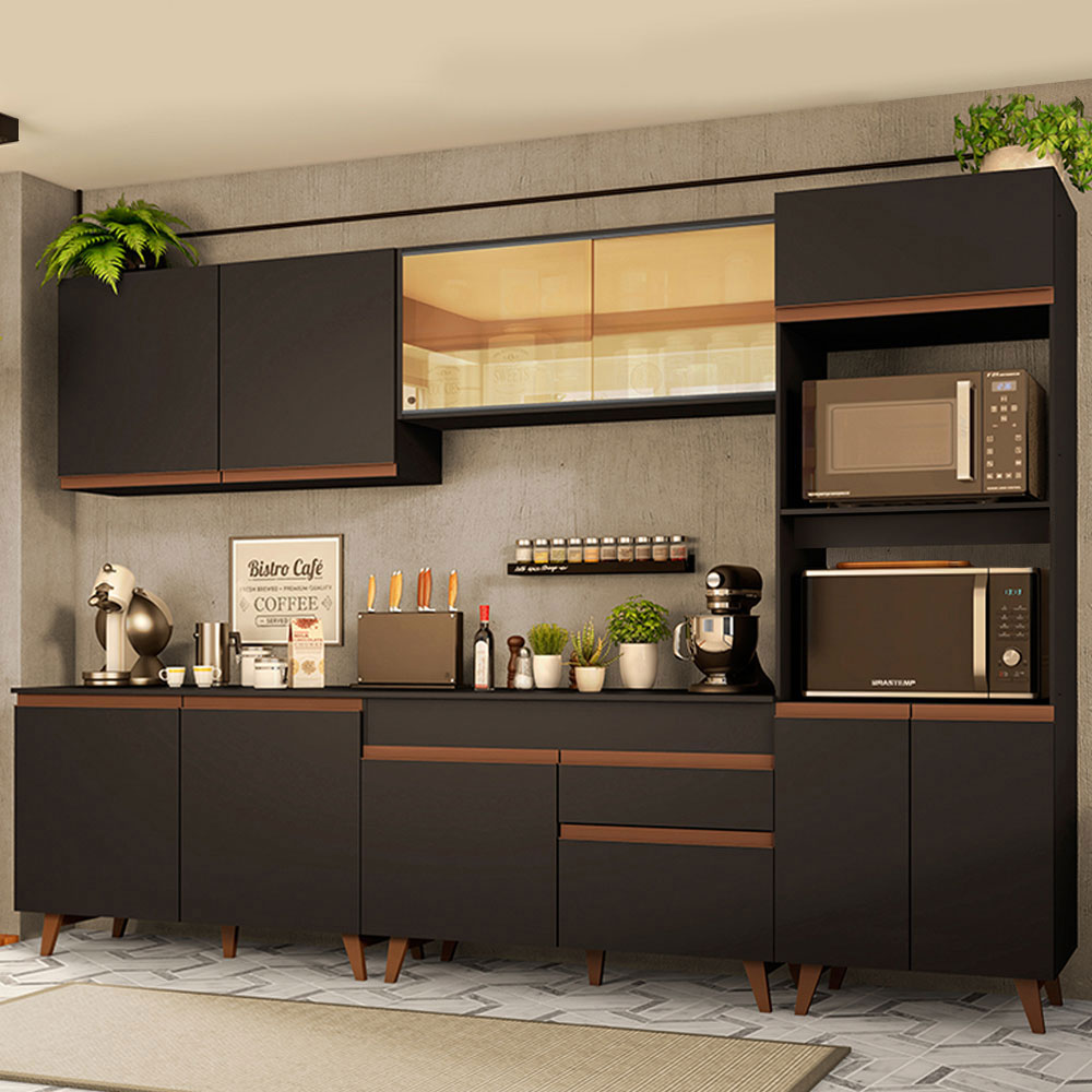 Foto 2 pulgar | Gabinete de Cocina Integral Completa Madesa Reims 01 Negro 310 cm