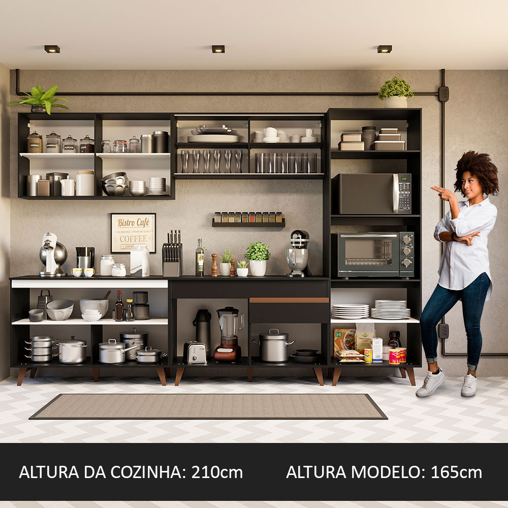 Foto 6 pulgar | Gabinete de Cocina Integral Completa Madesa Reims 01 Negro 310 cm