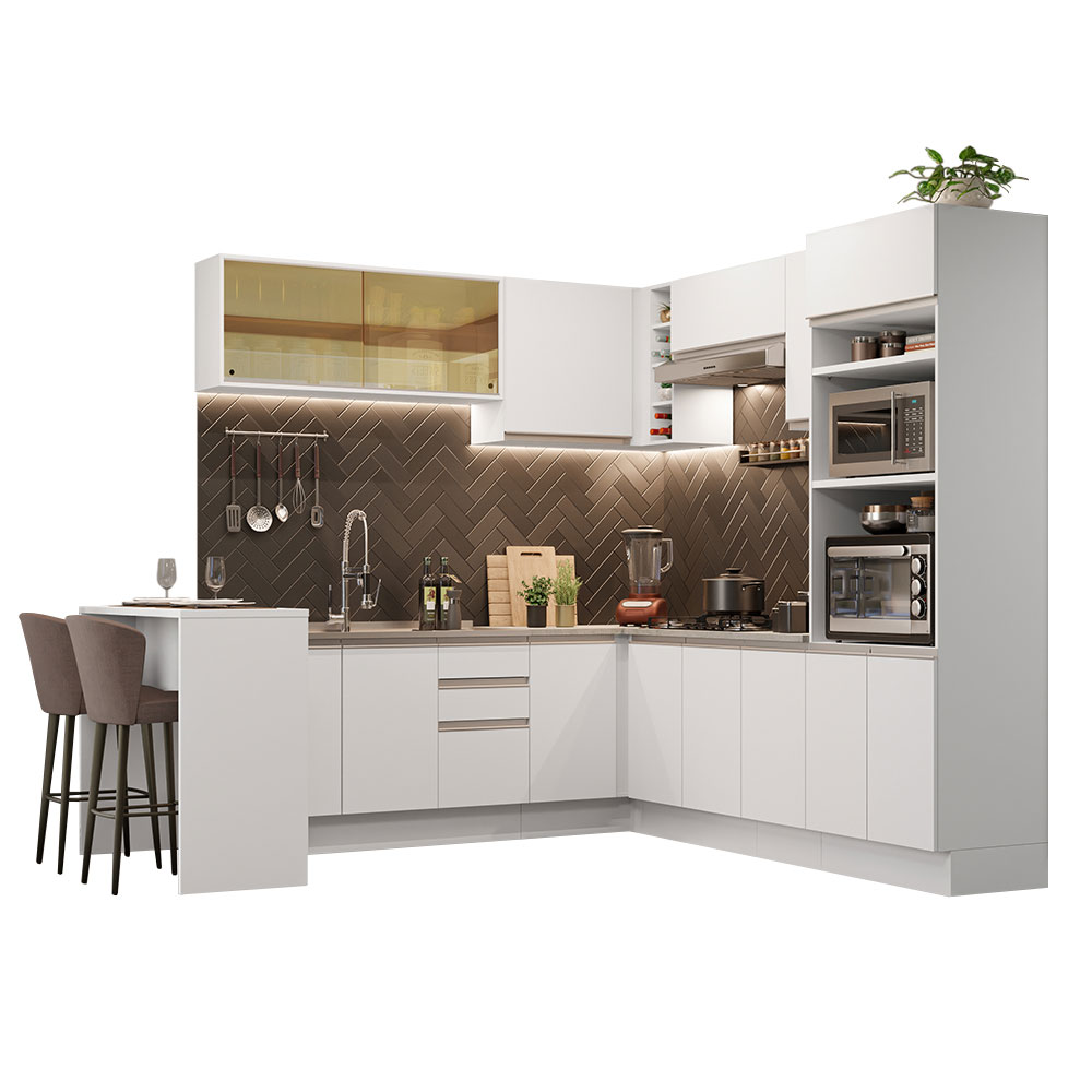 Foto 3 pulgar | Gabinete de Cocina Integral Esquinero Completo Madesa Glamy 01 Blanco 504 cm