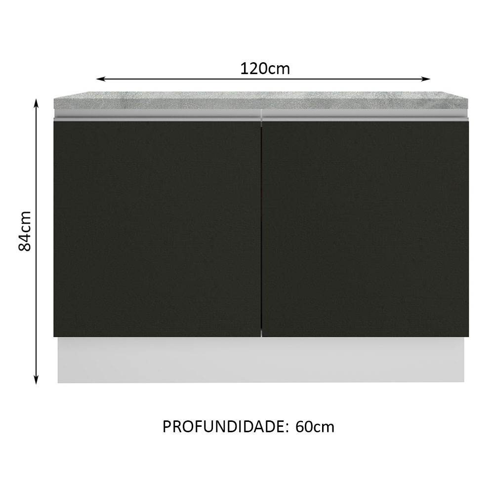 Foto 2 | Gabinete Bajo de Cocina para Fregadero Madesa Glamy Blanco y Negro 2 Puertas con Encimera 120 x 60 cm