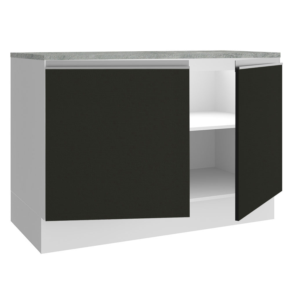 Foto 5 pulgar | Gabinete Bajo de Cocina para Fregadero Madesa Glamy Blanco y Negro 2 Puertas con Encimera 120 x 60 cm