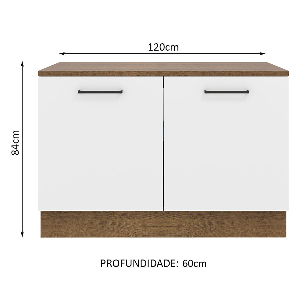 Foto 2 | Gabinete Inferior de Cocina para Fregadero Madesa Agata Rústico y Blanco 2 Puertas con Cubierta  120 x 60 cm