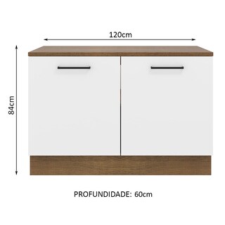 Foto 2 | Gabinete Inferior de Cocina para Fregadero Madesa Agata Rústico y Blanco 2 Puertas con Cubierta 120 x 60 cm