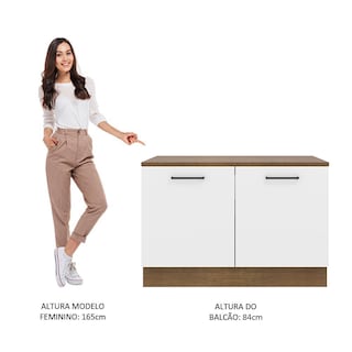 Foto 4 | Gabinete Inferior de Cocina para Fregadero Madesa Agata Rústico y Blanco 2 Puertas con Cubierta 120 x 60 cm