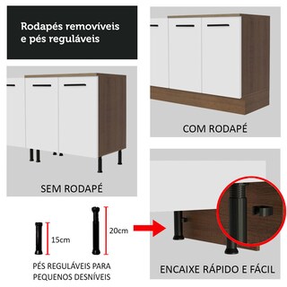 Foto 6 | Gabinete Inferior de Cocina para Fregadero Madesa Agata Rústico y Blanco 2 Puertas con Cubierta 120 x 60 cm