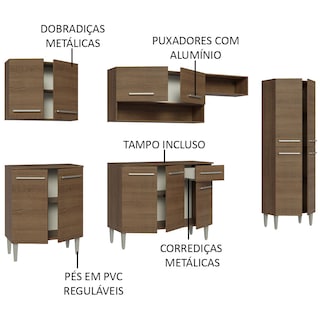 Foto 4 | Armario Cocina Integral Madesa Emilly 10 Rustic 293 cm
