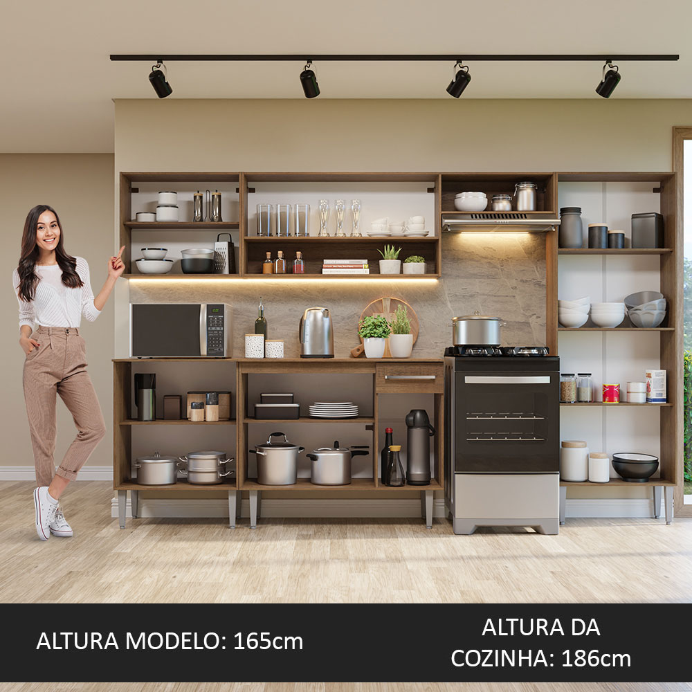 Foto 6 pulgar | Armario Cocina Integral Madesa Emilly 10 Rustic 293 cm