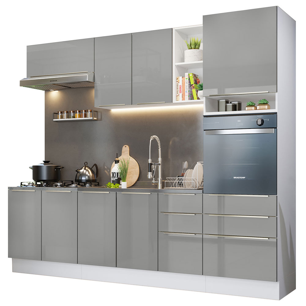 Foto 2 | Gabinete de Cocina Integral Completa Madesa Lux Blanco y Gris 08 de 260 cm