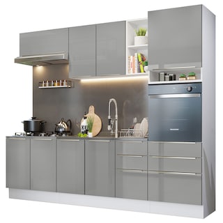 Foto 2 | Gabinete de Cocina Integral Completa Madesa Lux Blanco y Gris 08 de 260 cm