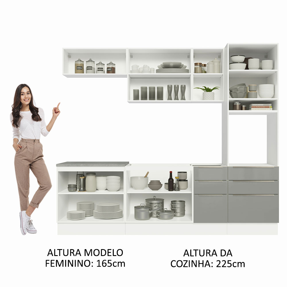 Foto 6 pulgar | Gabinete de Cocina Integral Completa Madesa Lux Blanco y Gris 08 de 260 cm