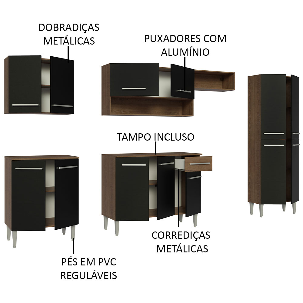 Foto 5 pulgar | Gabinete de Cocina Integral Completa Madesa Emilly Rp 10 de 293 cm