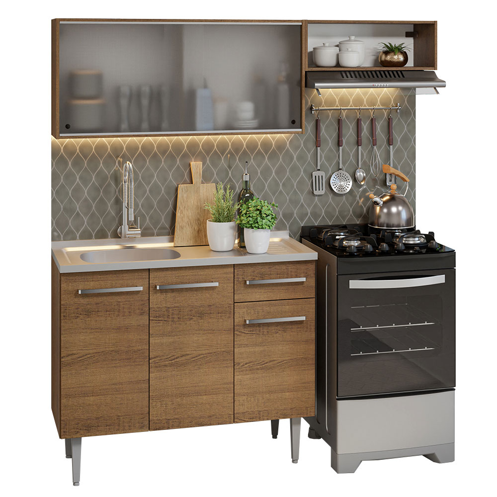 Foto 3 pulgar | Gabinete de Cocina Integral Compacta Madesa Emilly Rústic 05 con Fregadero 165 cm