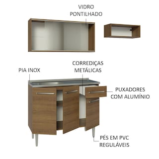 Foto 4 | Gabinete de Cocina Integral Compacta Madesa Emilly Rústic 05 con Fregadero 165 cm