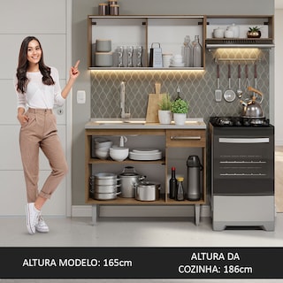 Foto 5 | Gabinete de Cocina Integral Compacta Madesa Emilly Rústic 05 con Fregadero 165 cm