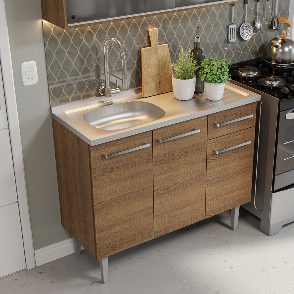 Foto 7 pulgar | Gabinete de Cocina Integral Compacta Madesa Emilly Rústic 05 con Fregadero 165 cm