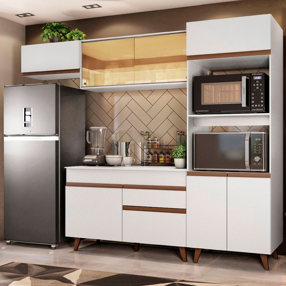 Gabinete de Cocina Integral Completa Madesa Reims 01 Blanco 260 cm