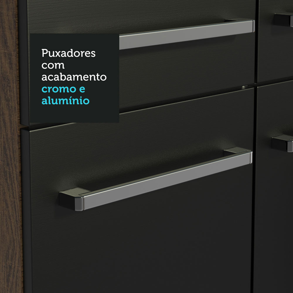 Foto 7 pulgar | Alacena de Cocina Integral Compacta Madesa Emilly Rustic y 04 Negro 165 cm