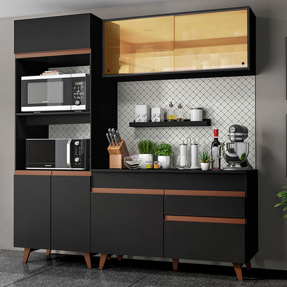 Foto 2 pulgar | Gabinete de Cocina Compacta Madesa Reims 02 Negro 190 cm