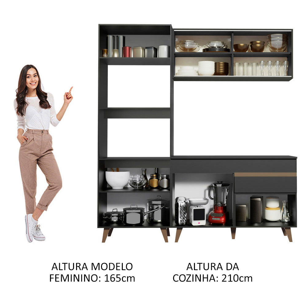 Foto 5 | Gabinete de Cocina Compacta Madesa Reims 02 Negro 190 cm