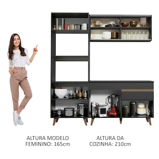 Foto 5 | Gabinete de Cocina Compacta Madesa Reims 02 Negro 190 cm