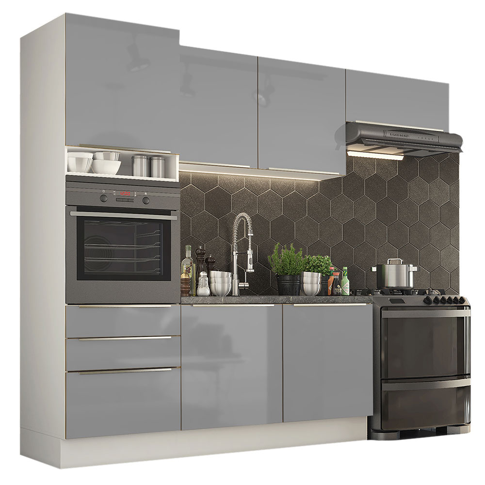 Foto 2 | Madesa Gabinete De Cocina Integral Completa 260 Cm Lux Blanco/gris 03