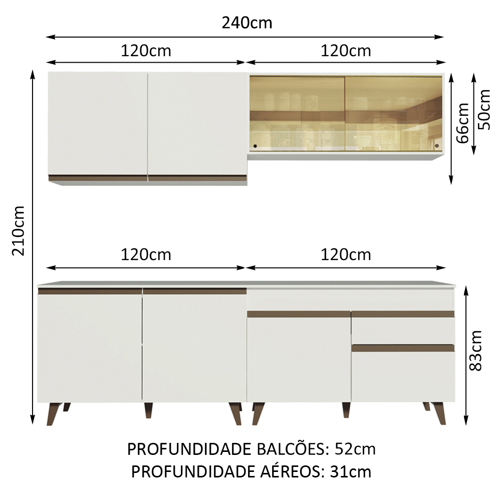 Foto 4 pulgar | Cocina Integral Madesa Reims 240 cm - Con Encimera 01