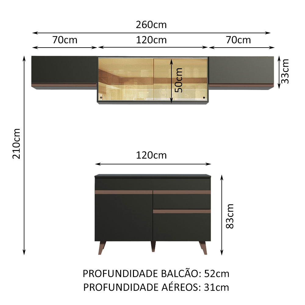 Foto 4 pulgar | Cocina Integral Madesa Reims 260 cm - Con Encimera 03