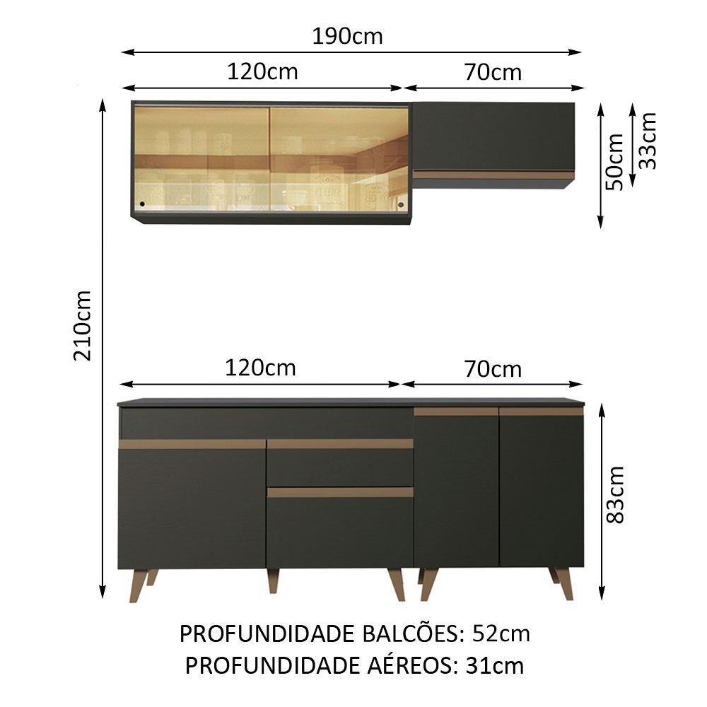 Foto 3 | Cocina Integral Madesa Negro de 190 cm