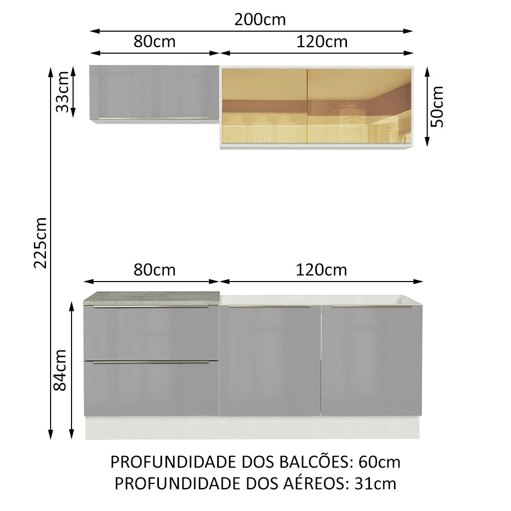 Foto 4 pulgar | Cocina Integral Madesa Gris de 200 cm