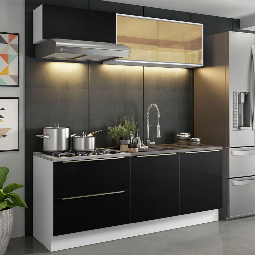 Foto 2 | Cocina Integral Compacta Madesa Lux Blanco/Negro 200cm