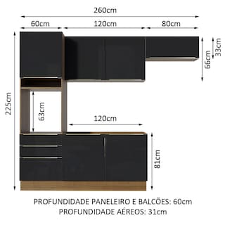 Foto 3 | Gabinete de Cocina Madesa Lux Completo 260 cm rústico/negro