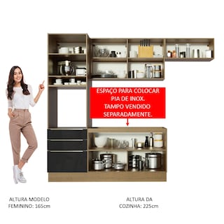 Foto 4 | Gabinete de Cocina Madesa Lux Completo 260 cm rústico/negro