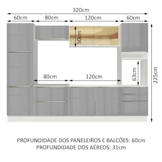 Foto 3 | Cocina Integral Madesa Lux Blanco/Gris 320cm Completa