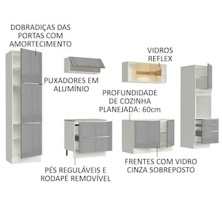 Foto 4 | Cocina Integral Madesa Lux Blanco/Gris 320cm Completa