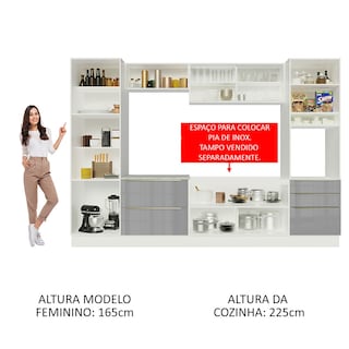 Foto 5 | Cocina Integral Madesa Lux Blanco/Gris 320cm Completa
