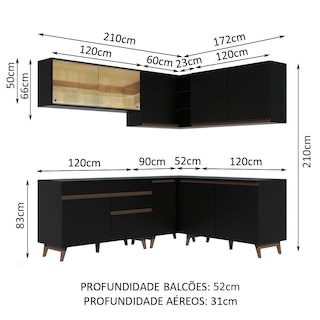 Foto 3 | Cocina Integral de Esquinero Madesa Reims Negro con Vidrios Reflex